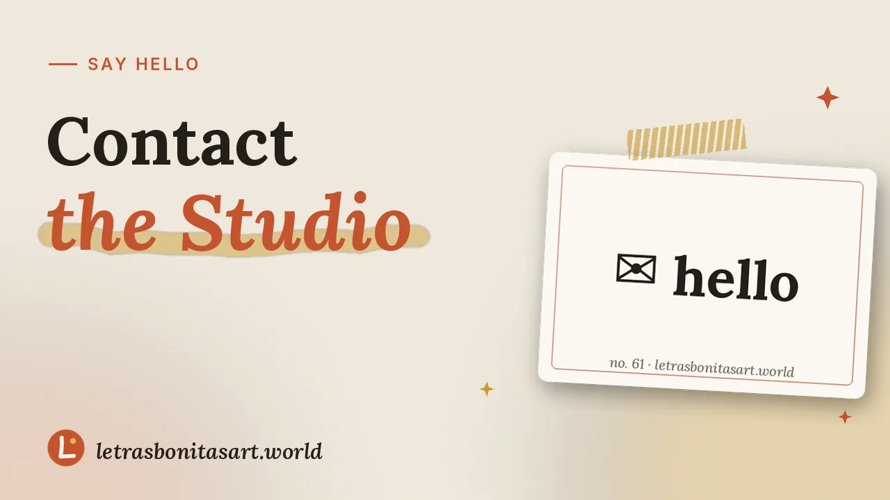 Write to the studio, artwork by letrasbonitasart.world