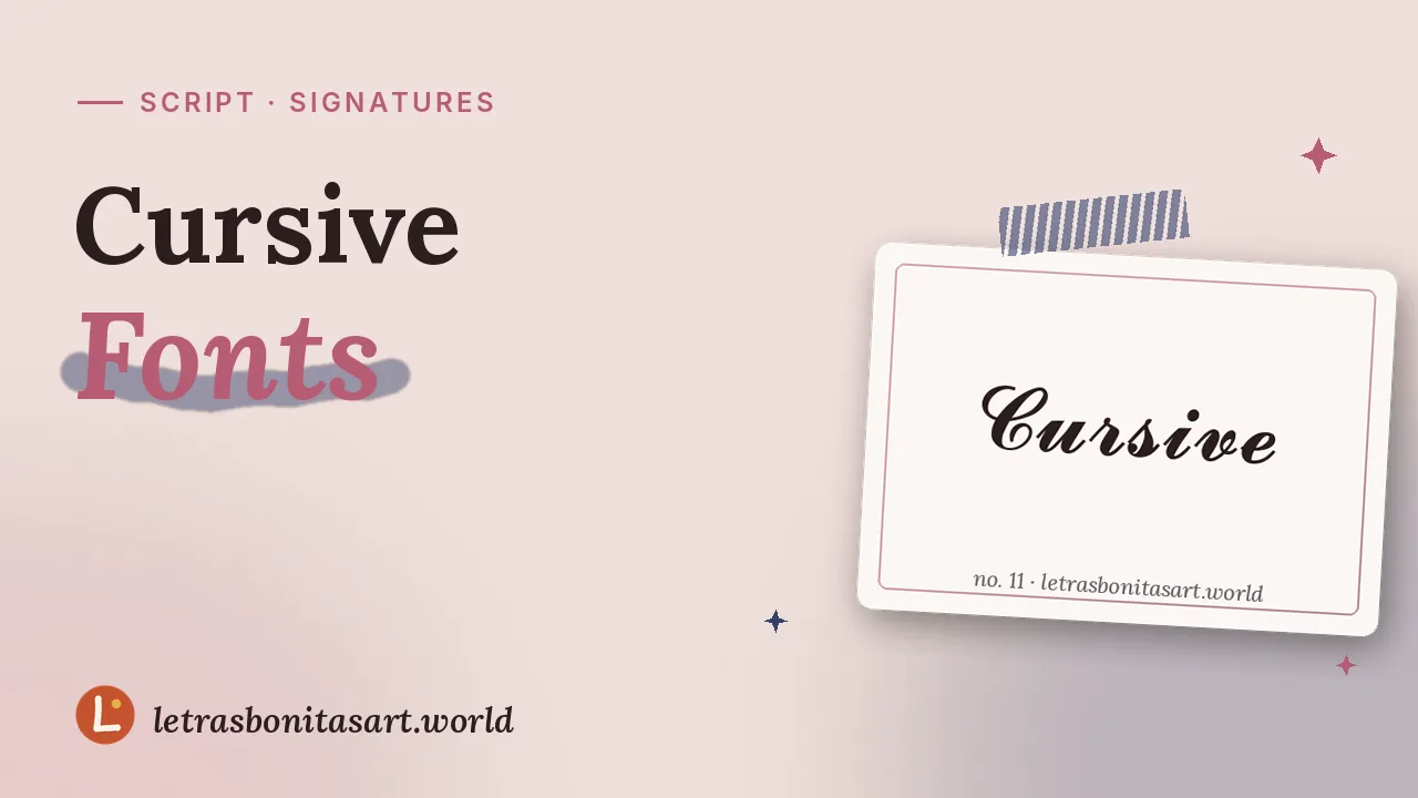 Cursive fonts, like ink on paper, artwork by letrasbonitasart.world