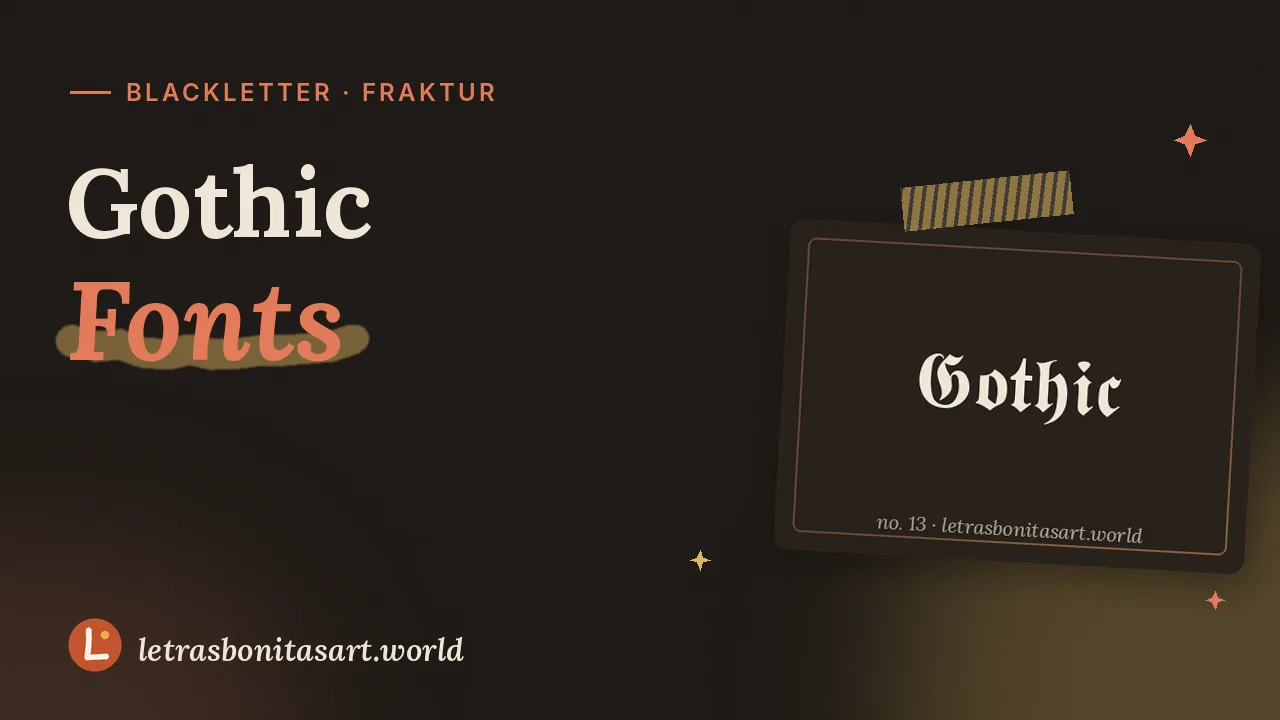 Gothic fonts: a medieval manuscript, artwork by letrasbonitasart.world