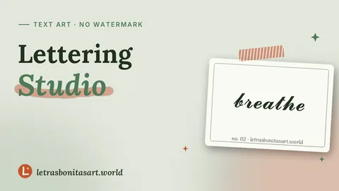 Lettering Studio preview with script letters on washi paper